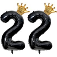 Globo Florisland Para 22 Cumpleaños, Negro, 40 Pulgadas Con Corona Dorada