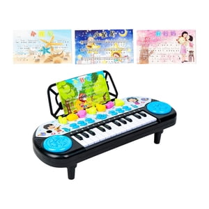 Bothyi - Pianos Electrónicos Multifuncionales De 24 Teclas Con Sonidos De Luces Para Niñas, Niños, Azul