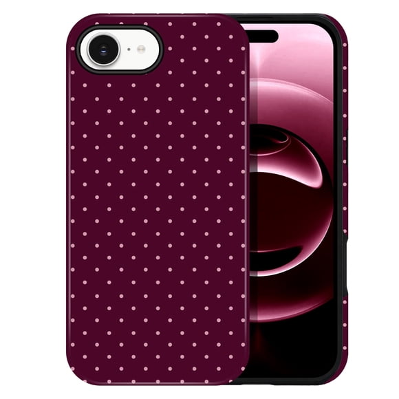 Funda DuiDuiQ para iPhone 16e/17e de 6,1" con estampado de lunares color burdeos