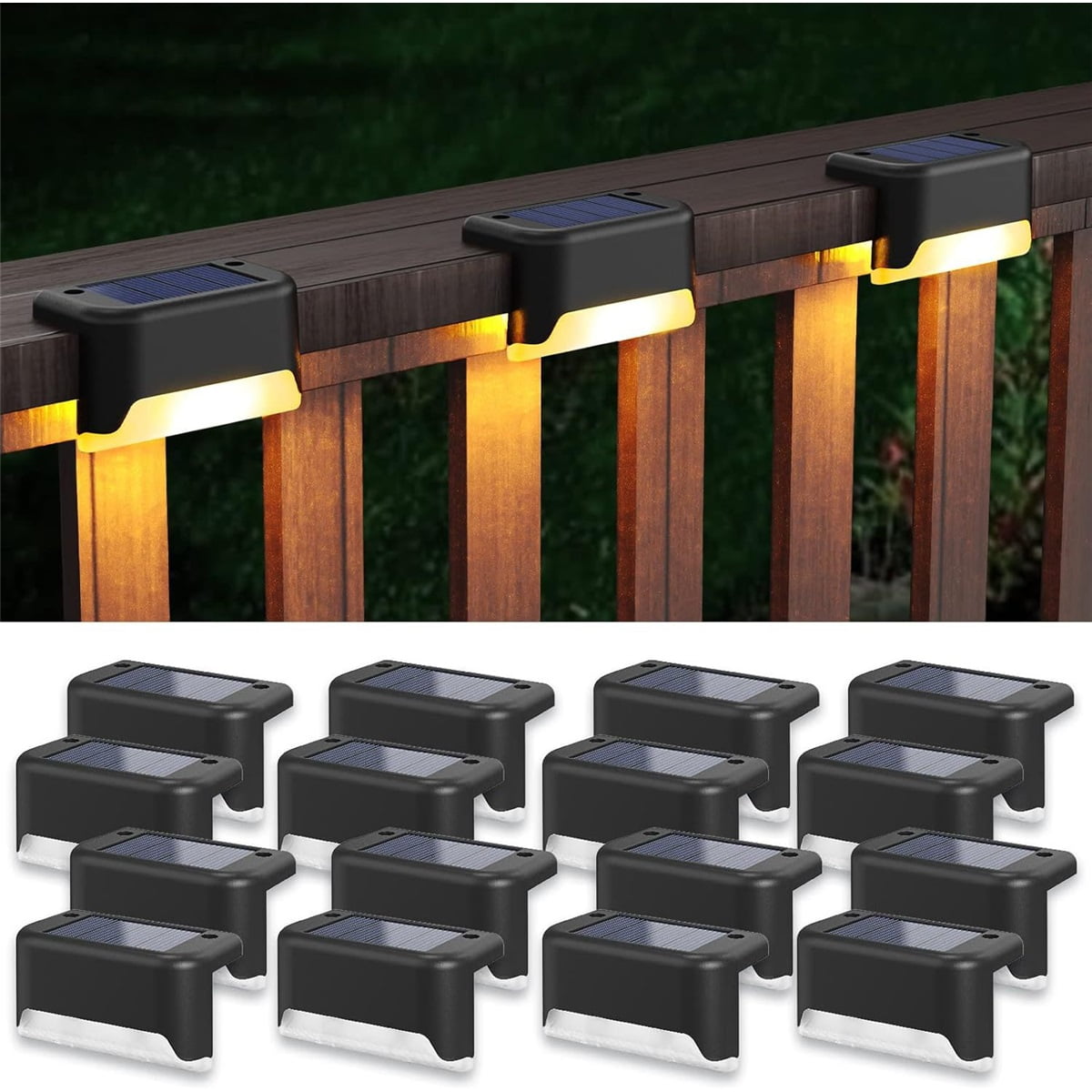 Xusx111 - Luzes De Cubierta Solar Al Aire Libre 16 Paquete, Luces Solares De Paso Led Impermeables Luces Solares Para Escaleras Al Aire Libre, Paso, Cerca, Patio, Patio Y Camino (blanco Cálido)