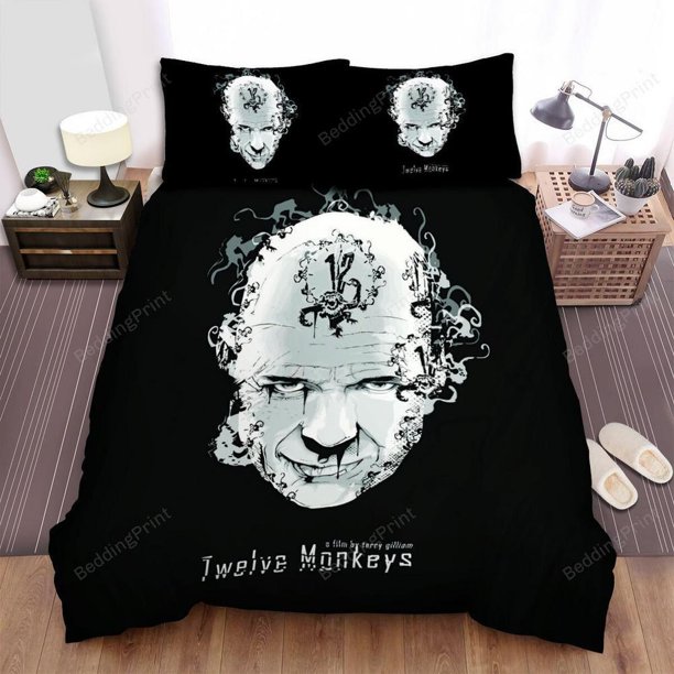 Monkeys - The Moon Stood Still On Blueberry Hill Quilt Duvet Cover Set3-Piece Bedding Set