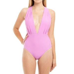 Samia - Traje De Baño Enterito Con Escote Morado M