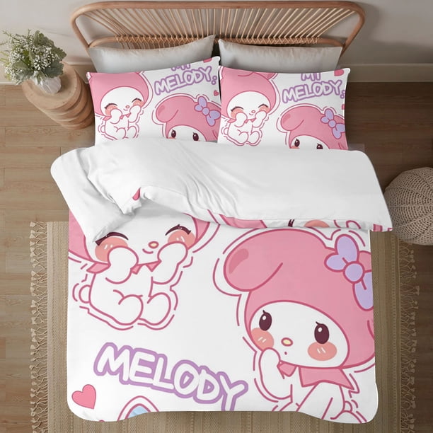 My Melody Soft 3D Printed Duvet Cover Bedding Set with Comforter Cover 3 Piece Set