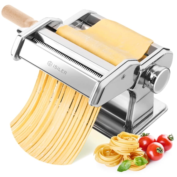 Máquina para hacer pasta ISILER 2 en 1 con 9 ajustes de grosor ajustables