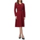 thumbnail image 2 of INSPIRE CHIC Vestido de Trabajo de Mujer Línea A Cuello de Solapa Manga Larga Elegante Ajustado y Acampanado con Cinturón 2XL Rojo Oscuro, 2 of 5