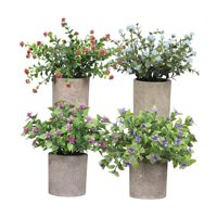 Magideal - 4 Uds. De Plantas Falsas Pequeñas En Maceta, Bonsái Artificial Decorativo, Adornos De Mesa Para Oficina, Dormitorio, Decoración De Alféizar De Ventana Estilo E