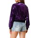 thumbnail image 4 of INSPIRE CHIC Chaqueta de Mujer con Lentejuelas Cierre de Cremallera Bolsillos Ocultos Chaqueta Bomber Púrpura M, 4 of 8