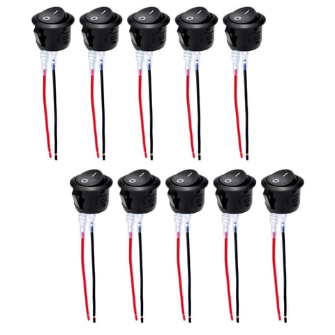Ioensy - 10 Piezas De Interruptor De Palanca De Encendido Y Apagado De 12V Con Cables Presoldados Para Coche Y Barco