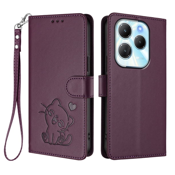 Infinix HOT 40 4G Funda Billetera con Ranuras para Tarjetas, Morado Oscuro