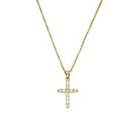 Elbauldejuma - Colgante Cruz De Zirconios Aaa Chapado En Oro 18K