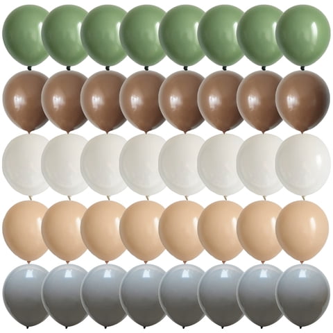 Globos Pagicoday, Verde Salvia, Marrón, Blanco Y Gris, 25 Cm, 50 Unidades