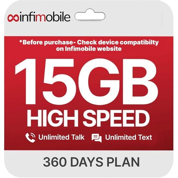 Plan Prepago Ilimitado Infimobile: 12 Meses con 15GB de Datos de Alta Velocidad por Mes, Datos, Llamadas y Mensajes Ilimitados, Servicio con SIM Card y Cobertura Nacional en Redes 4G y 5G