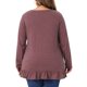thumbnail image 3 of Agnes Orinda Túnicas Casuales de Talla Grande para Mujeres Cuello Redondo Manga Larga Dobladillo con Volantes Blusas Sueltas con Bolsillos Burdeos 1X, 3 of 6