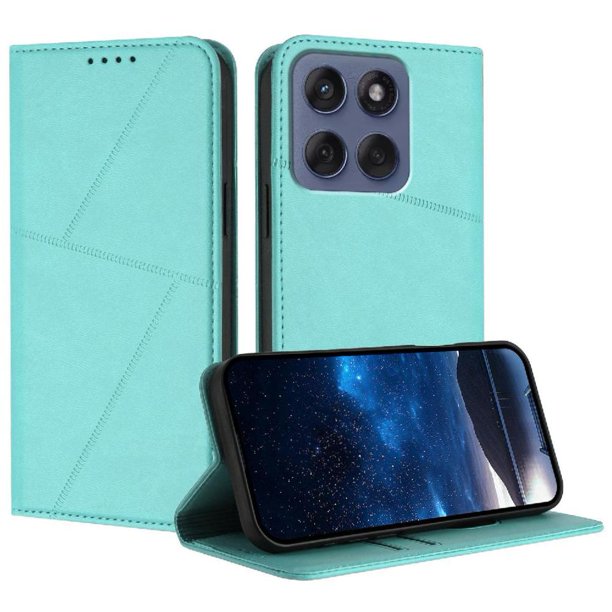 Funda Cartera Magnética para Motorola Edge 60 Fusion 5G Protección Antichoque con Ranuras Verde