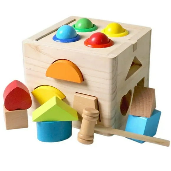 Cubo De Encaje Con Bloques Formas Y Martillo