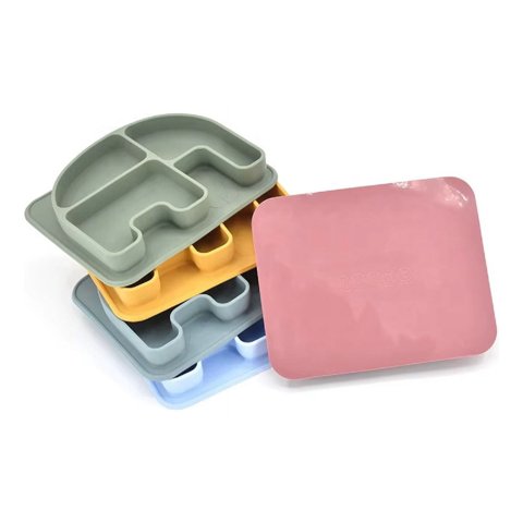 Genérico - Set 2 Platos Diseño Elefante Silicona Antideslizante Lau