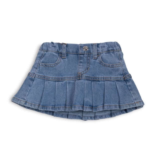 Short Falda Bebé Niña Denim Bolsillos Celeste Pillin