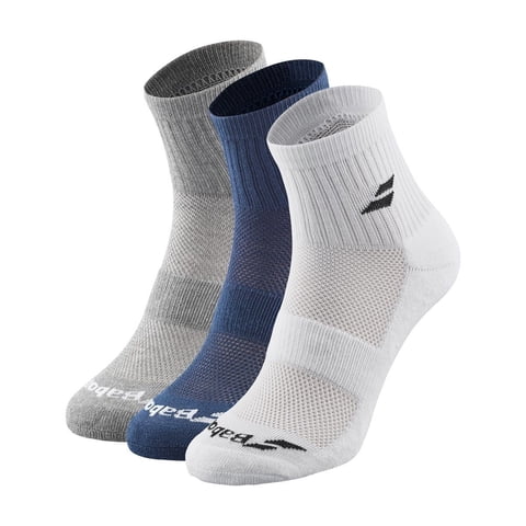 Calcetin Babolat Quarter Blanco/Azul/Gris - 3 Pares Tenis Padel