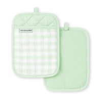Soporte Para Ollas Kitchenaid Gingham Pistacho 18 X 25 Cm Juego De 2