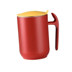 Magideal - Taza De Acero Inoxidable De 550 Ml Con Tapa Y Asa, Taza De Café Térmica, Taza De Té, Vaso De Café Al Vacío Para Acampar En Casa Y Viajar Rojo