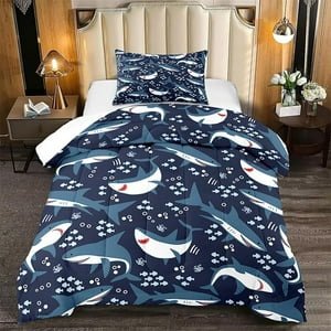 Milsleep - Juego De Cama Twin Tiburón Para Niños - 2Pcs Boys Sharks Bedding Set Twin Size