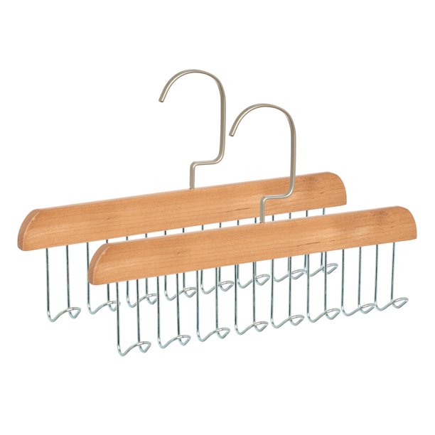 REGALWOVEN 2 Pcs Perchas para Sujetadores, Percha de Madera para Camisetas sin Mangas con 8 Ganchos, Almacenamiento que Ahorra Espacio para Sujetadores, Camisetas sin Mangas y Cinturones Natural
