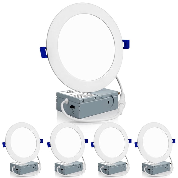 Lámpara LED empotrable de techo Meconard, 6 pulgadas, 12 W, 1050 lm, paquete de 4