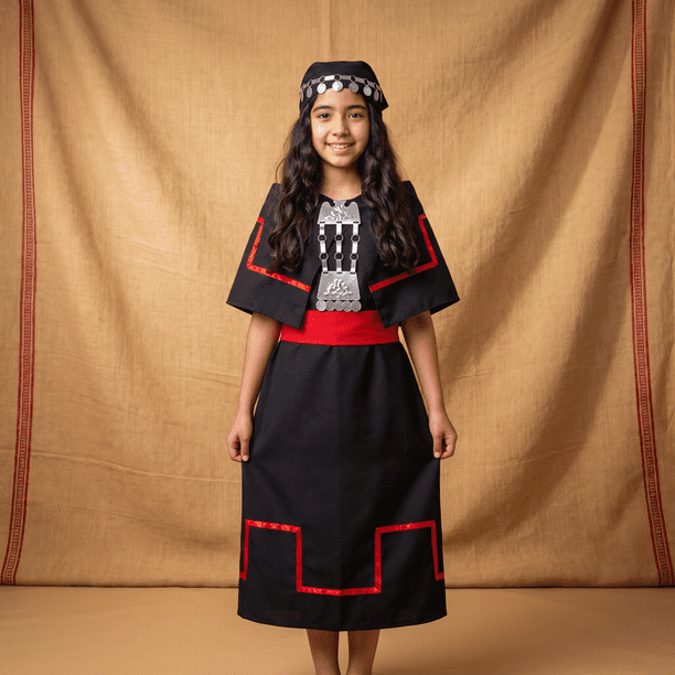 Traje Típico Mapuche Con Accesorios Trapelacucha - Disfraz