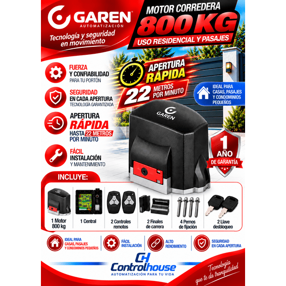 Kit Porton WIFI Speed 800 Kg Motor Corredera