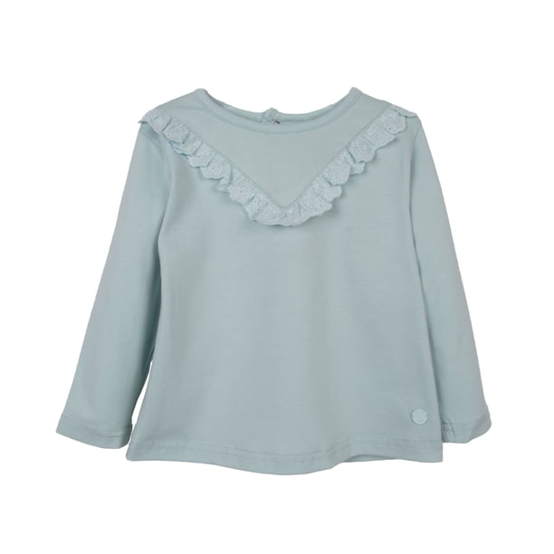 Polera Bebé Niña Manga Larga Broderie Verde