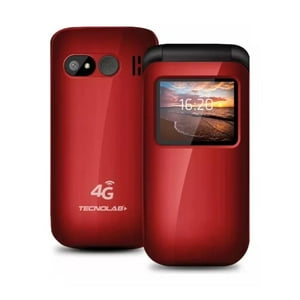 Tecnolab - Telefono Senior Adulto Mayor Tipo Almeja 4G Rojo