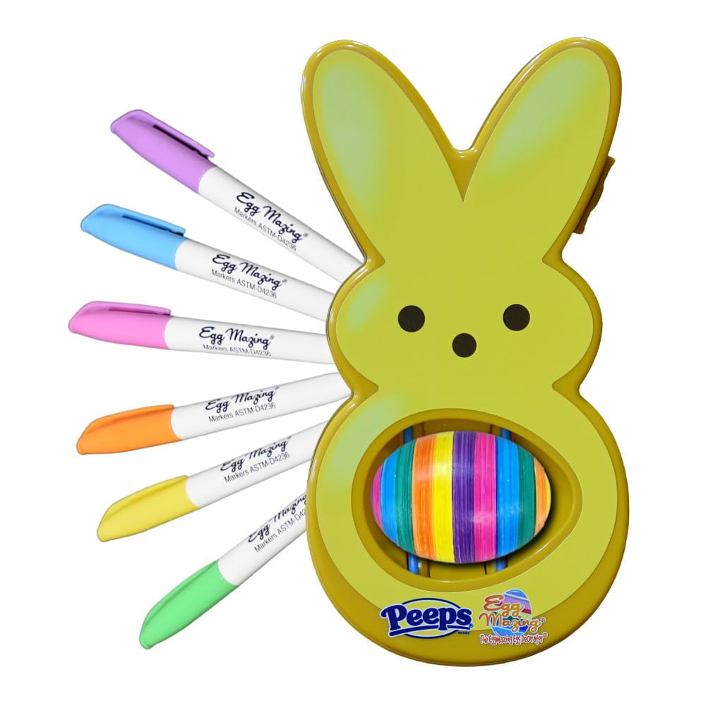 The Eggmazing Egg Decorator - Decorador De Huevos The Eggmazing Peeps Bunny Con 6 Rotuladores Para Mayores De 3 Años