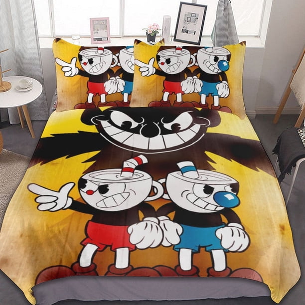 The Cuphead Show 3-Piece Bedding Set Warm And Comfortable Soft Duvet Cover Bed Set for Boys Girls Kids Adult Bedroom All Season