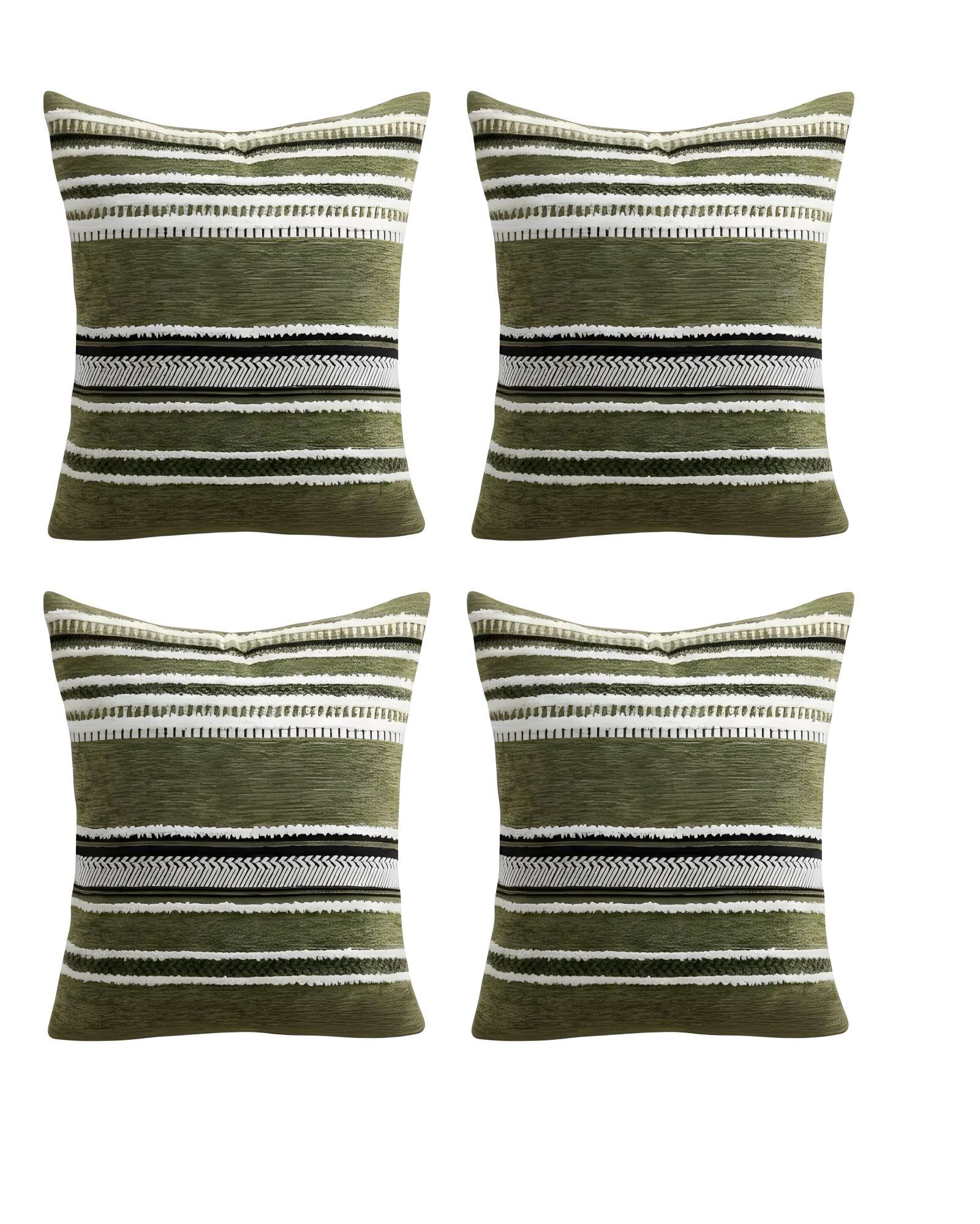 Genérico - Set De 4 Fundas De Cojin Con Relieve 45X45Cm Verde