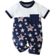 thumbnail image 1 of Mono de manga corta con estampado de rayas y estrellas del Día de la Independencia para niños y niñas (azul marino, 9-12 meses), 1 of 6