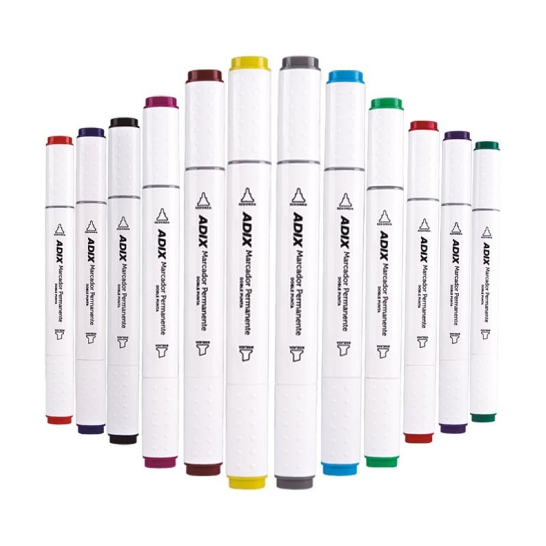 Adix - Set De Marcadores Permanentes Doble Punta 12 Colores