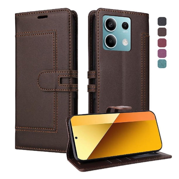 Premium Wallet Case for Xiaomi Redmi Note 13 Pro 5G with Card Slots & Kickstand, Flip Cover Brown