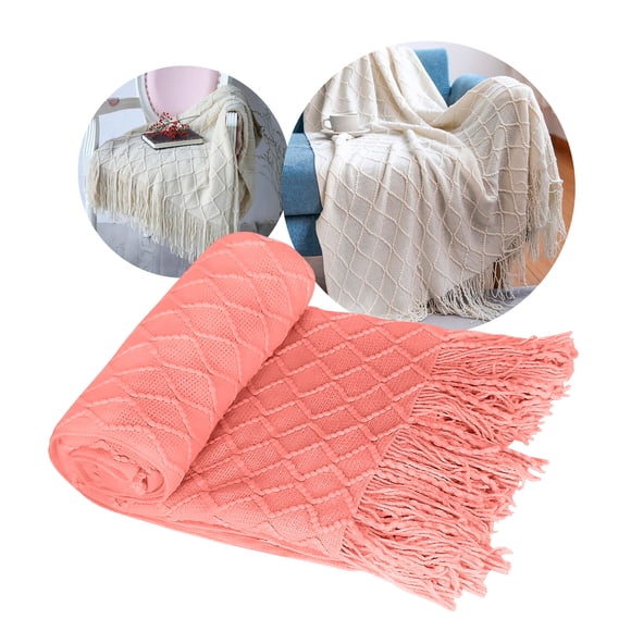 Manta Decorativa Tejida Para Sillon Piecera Cama 180x127cm Rosado