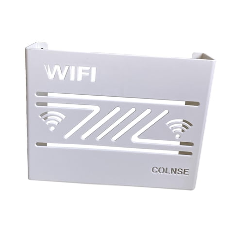 Magideal - Estante De Almacenamiento De Enrutador, Organizador De Almacenamiento De Cables Montado En La Pared, Estuche De Gestión De Cables, Estuche De Almacena Blanco