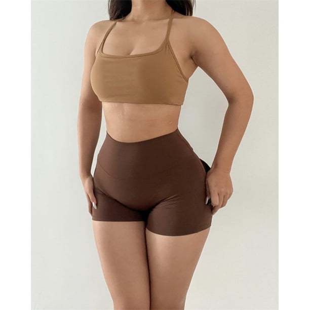 Short Deportivo Mujer Pretina Alta Bolsillos Traseros