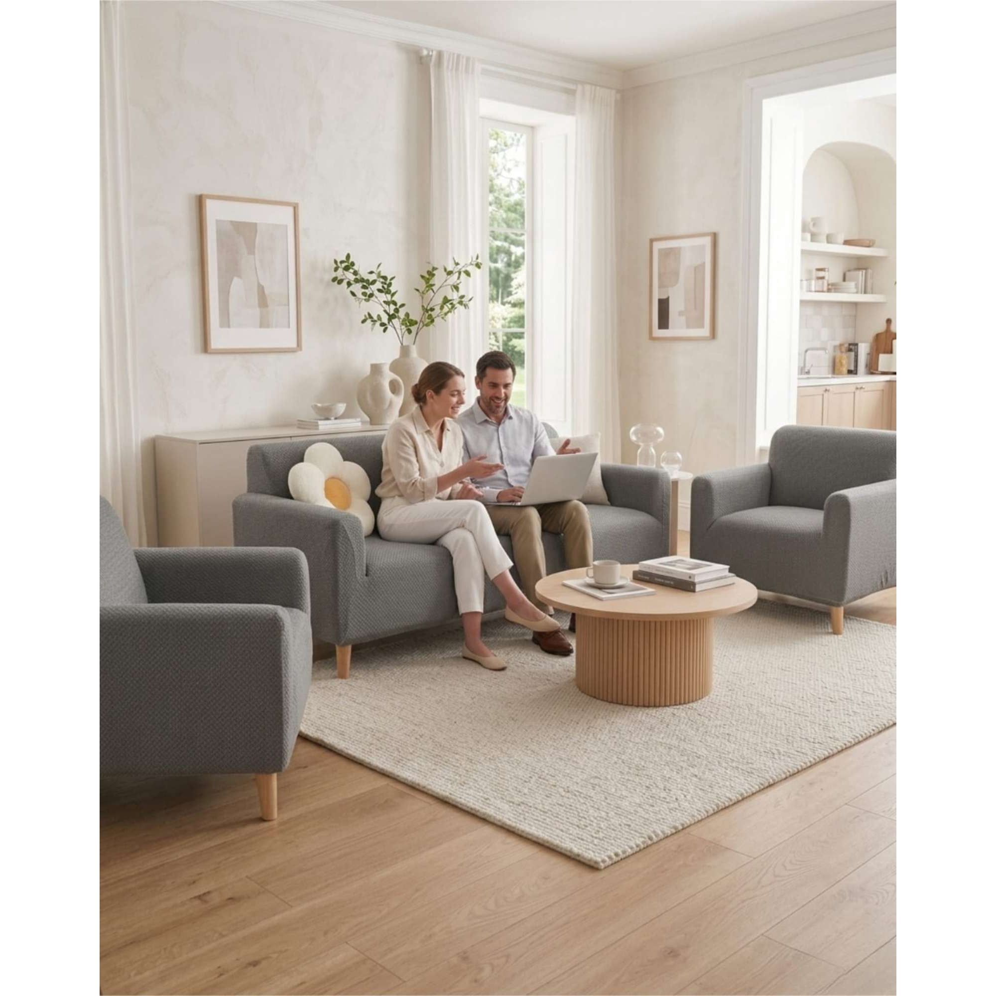 Myl Todo Hogar - Juego De Cubre Sillón 3+1+1 Texturizado Premium - Ajuste Perfecto