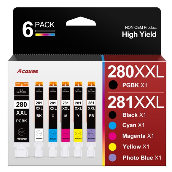 Cartuchos de tinta Acaves PGI-280XXL/CLI-281XXL para Canon TR8620