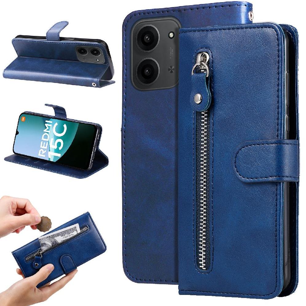 Gangxun - Funda Con Cremallera Para Xiaomi Poco C85, Carcasa Cartera De Cuero Pu Con Soporte Y Tarjetero