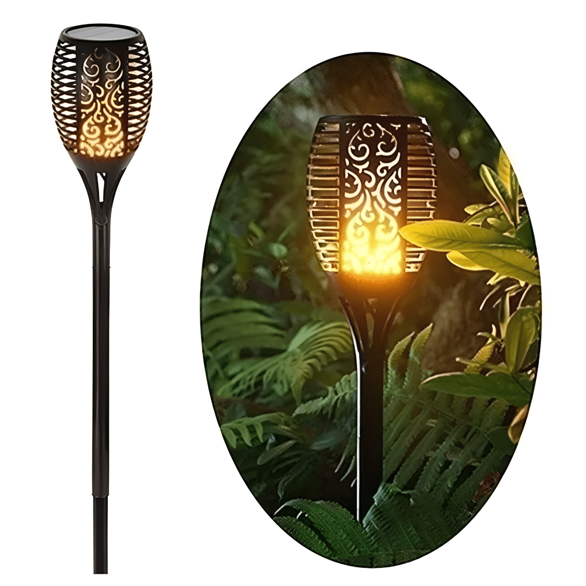 Genérica - Pack 3 Lámpara Solar Exterior Jardín Con Estaca Efecto Fuego