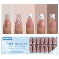 Gel Dsixnails French Tip De Press On Nails, 150 Unidades, Cuadrado Y Largo