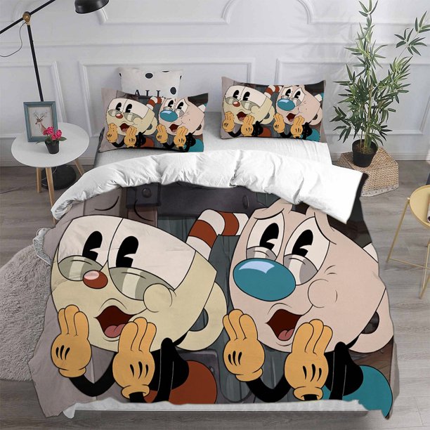 New Game Cartoon Cuphead Bedding Sets Comforter Quilt Bed Cover Duvet Cover Pillow Case 2-3 Pieces Sets Kids Adult Size Bed Sheets