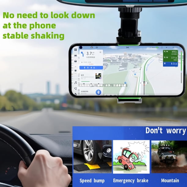 Soporte Para Teléfono De Coche Universal - Se Fija Al Espejo Retrovisor, 360° Giratorio Y Retráctil, Diseño Quicksand
