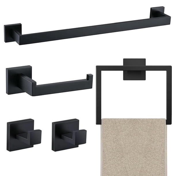 Juego de barra para toallas de baño JOPOFI de 60 cm de acero inoxidable mate