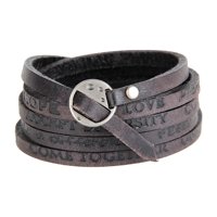 Ioensy - Pulsera Ancha De Cuero Pu Brazaletes Punkyes Para Ropa Punky Padre Niños Negro