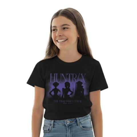 Polera Manga Corta Niña Huntr/X Negro Kpop Demon Hunters